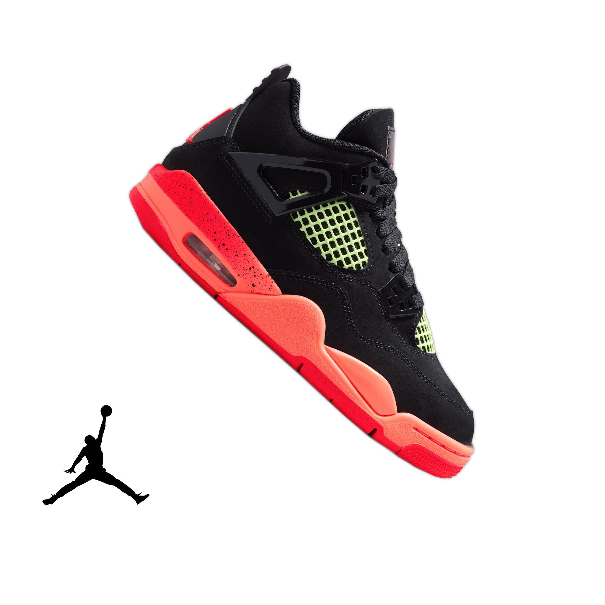 Jordan 4 Retro "Black & Infrared 23" Grade School Kids' Shoe - BLACK/INFRARED 23/BRIGHT MANGO